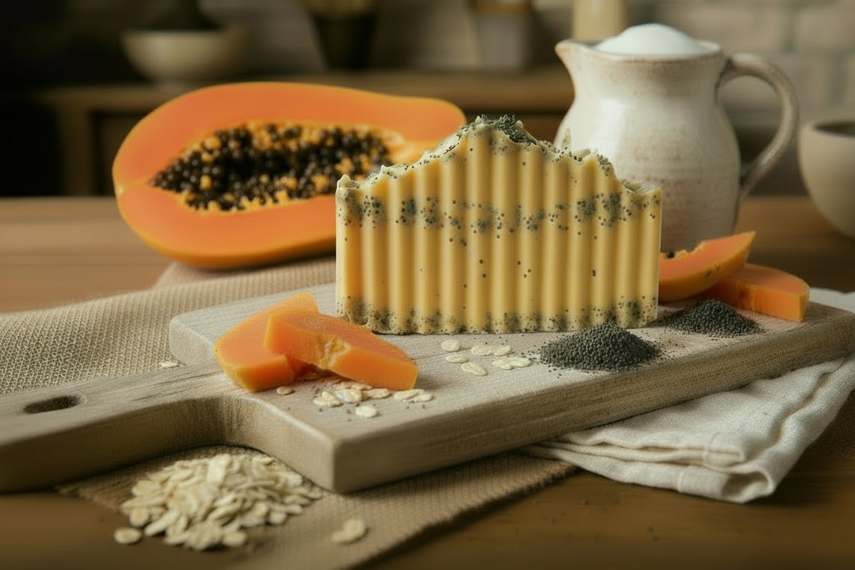 Papaya Oatmeal Poppy Seed and Goat Milk Bar Soap