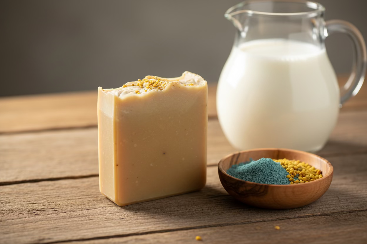Mystical Masculine Blue Spirulina Bee Pollen and Goat Milk Bar Soap